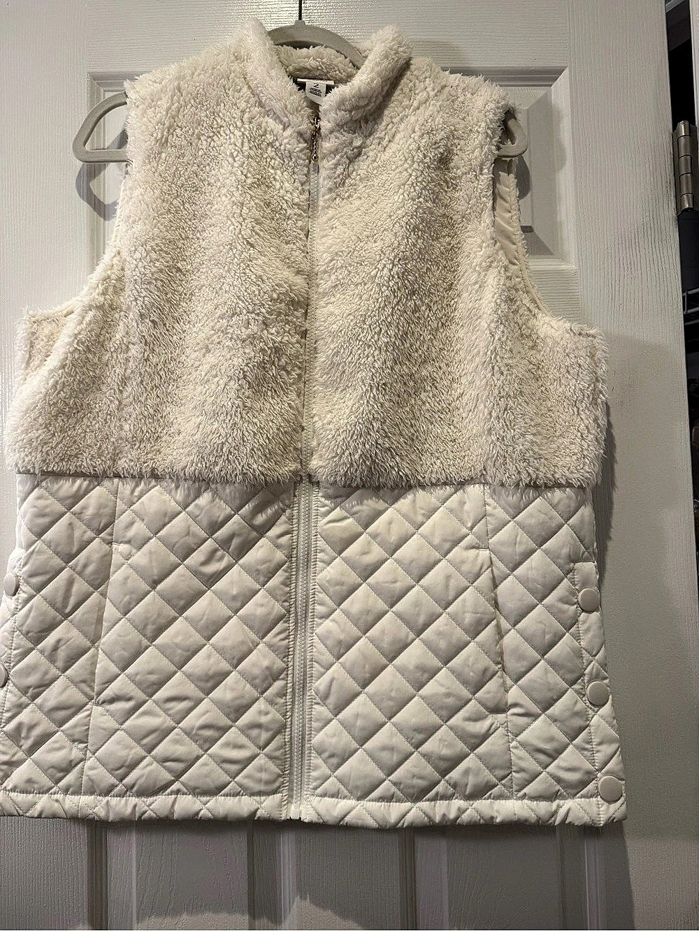 Quilted Sherpa Vest in Cream Like New